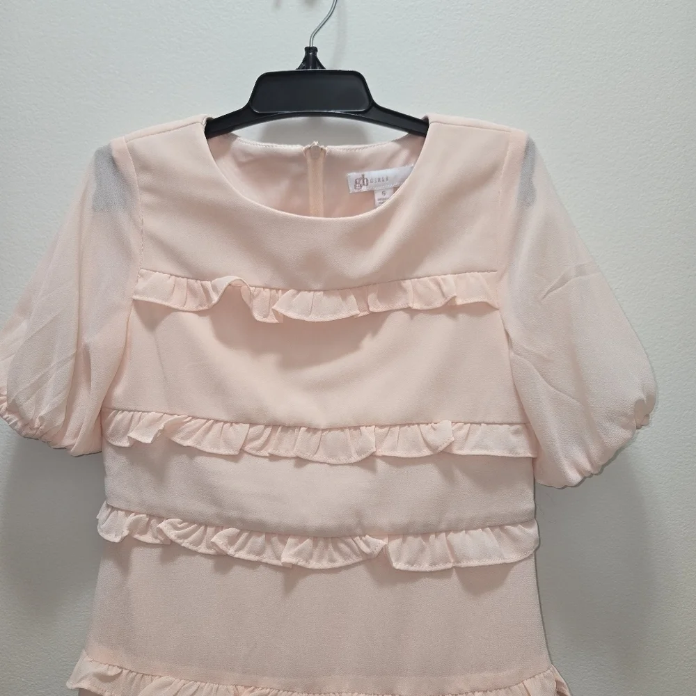 Gianni Bini Girls Formal Tiered Ruffle Dress Size 6 Blush